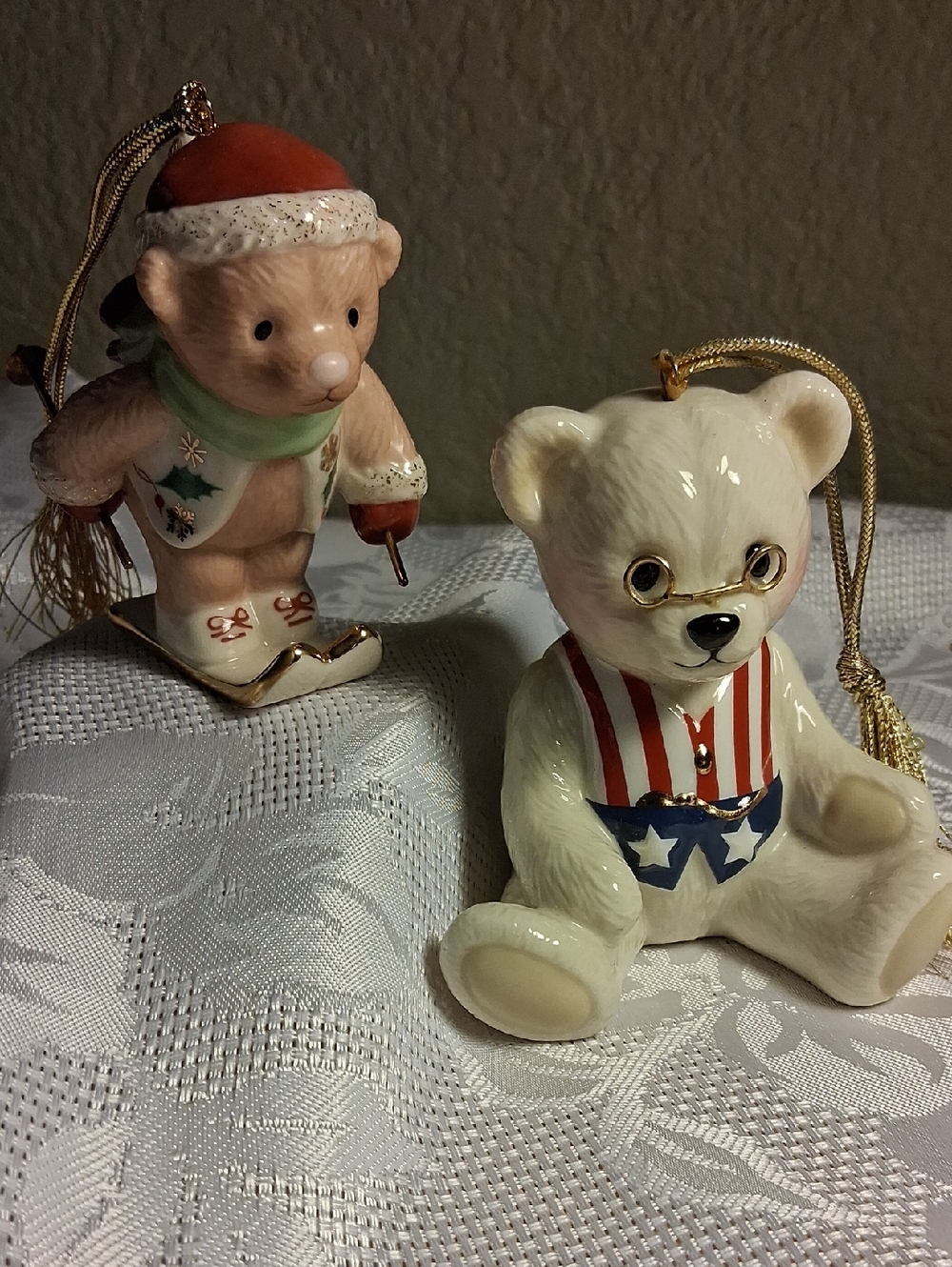 Lenox Teddy 100th Anniversary and Ski Time Bear Ornament-Figurine